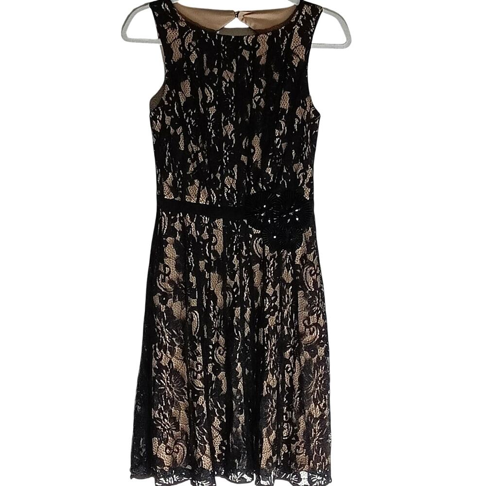 Miss Sixty Black Lace Dress Open Back Fit & Flare Cocktail Party - 4